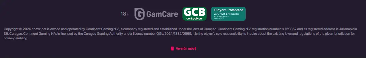 Registro oficial de la licencia de CHEXX en Curaçao